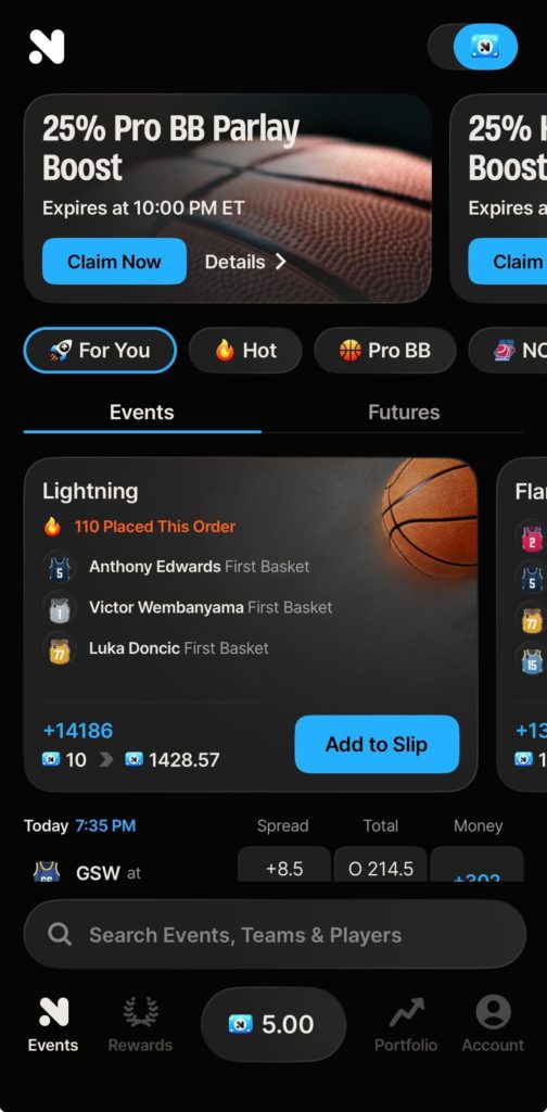 novig app home screen