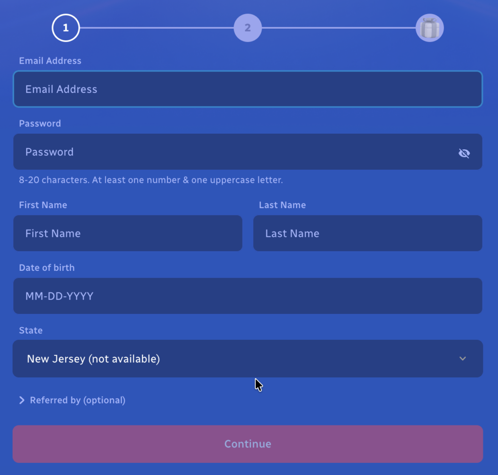 SpinBlitz Casino promo code sign up prompt.