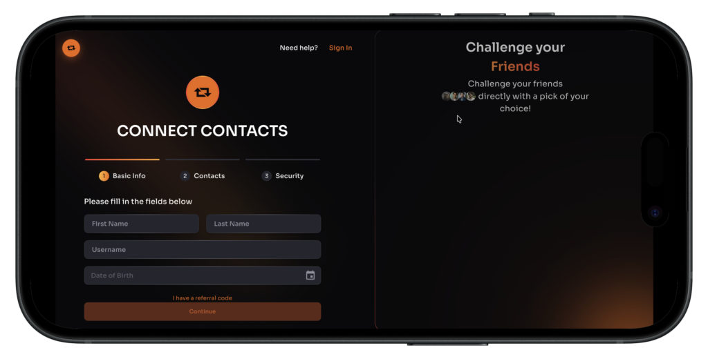Rebet Sign Up prompt on mobile.