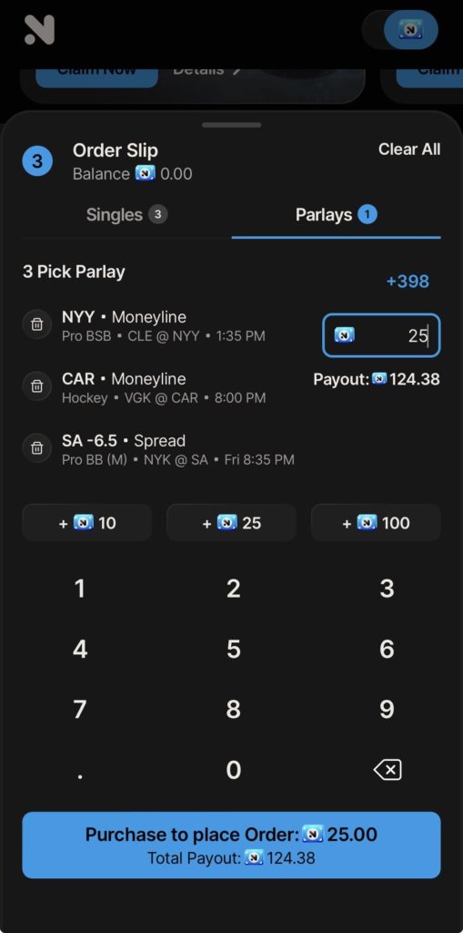 parlay on the novig app