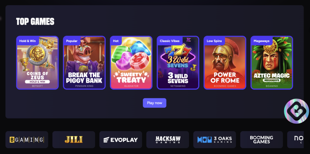 Top games available at the CoinsBack Casino.