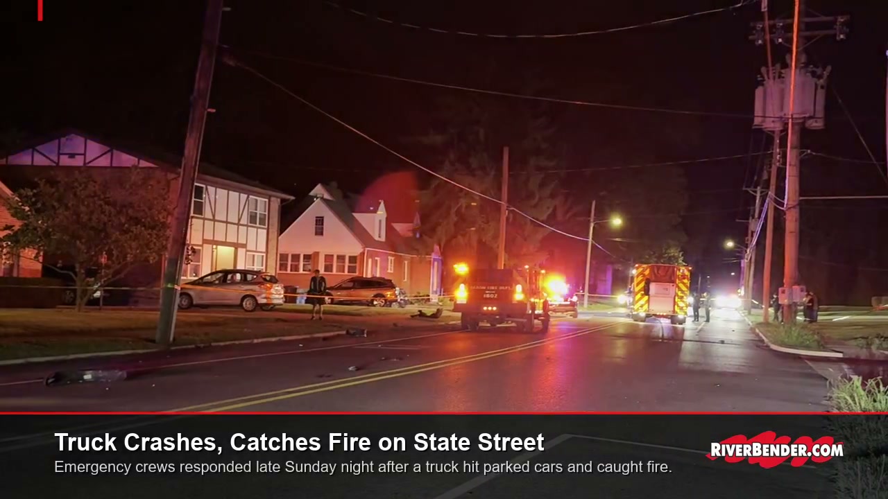 Truck Ends Up in Front Yard After Crashing Into Parked Cars