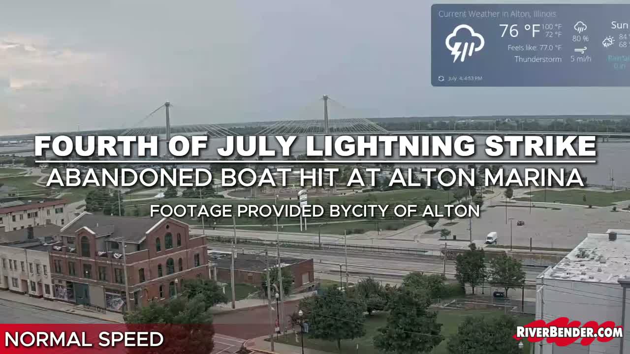 Fourth Of July Lightning Strike at Alton Marina