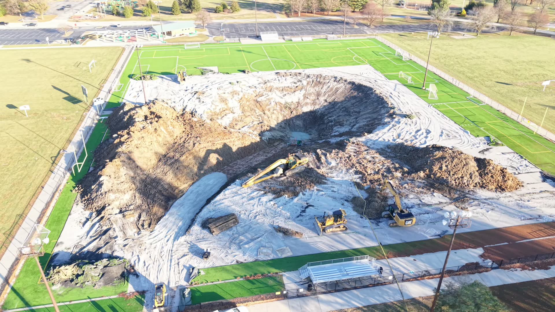 Gordon Moore Park Sinkhole Water Drainage Progress Captured in Video