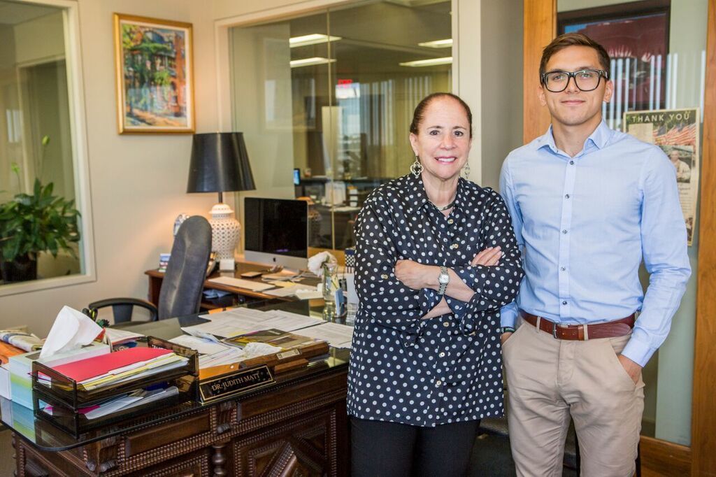 Spirit of springfield president judy matt with intern and aic graduate jeremy antivo