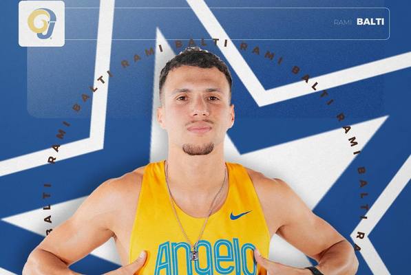 Representation of the achievement named 'Angelo State's Balti Named National Track Athlete of the Week'.