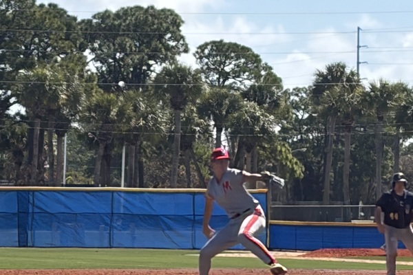Sophia Broderick pitching against PSU Behrend on 3/11/26 in Florida (Monmouth College)