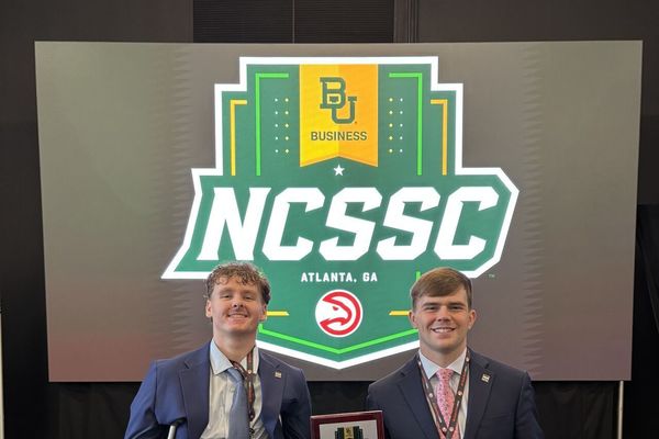 Representation of the achievement named 'Trine students notch best finish at national sports sales competition'.