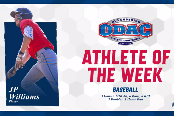 Representation of the achievement named 'Shenandoah University's Williams Named ODAC Baseball Player of the Week'.