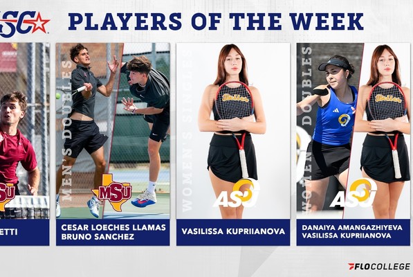 Representation of the achievement named 'ASU's Amangazhiyeva & Kupriianova Sweep LSC Tennis Weekly Awards'.