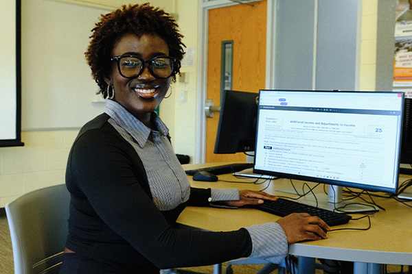 Representation of the achievement named 'SRU students gain tax preparation experience while serving the community'.