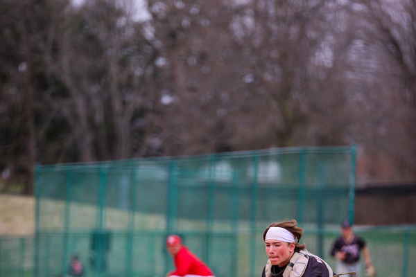 Hunter Wheat slides home safely, scoring from 2nd on an errant pickoff throw (Nayeli Perez/Monmouth College)