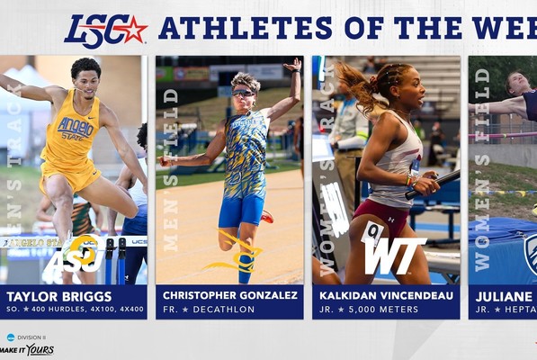 Representation of the achievement named 'Angelo State's Briggs Earns LSC Track & Field Weekly Award'.