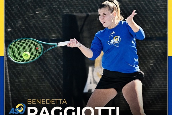 Representation of the achievement named 'Angelo State's Raggiotti Earns LSC Tennis Weekly Award'.