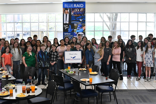 Sixth grade students and teachers from Clinton County Middle School gather in the Lindsey Wilson University Roberta D. Cranmer Dining & Conference Center on Thursday, April 2. The trip to the university, which was sponsored by First & Farmers National Bank of Albany, included a special performance of the musical review “A Grand Night for Singing” and in Cranmer Dining & Conference Center.