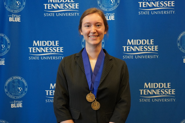 Representation of the achievement named 'Aubrey Penney successfully defends Honors thesis at MTSU'.