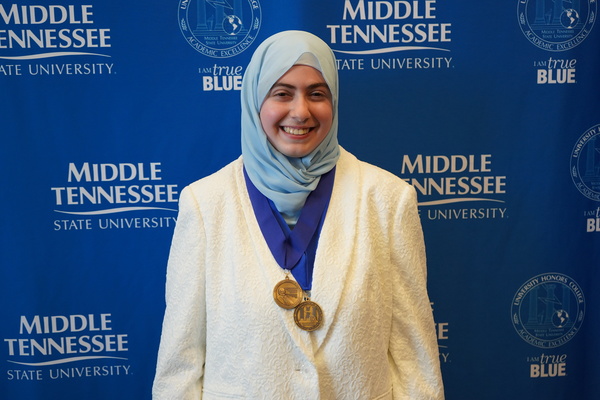 Representation of the achievement named 'Batoul Sawas successfully defends Honors thesis at MTSU'.
