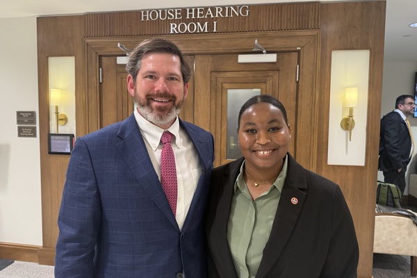 April James, a senior law and politics major, interned with Representative Bob Freeman.  