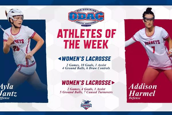 Representation of the achievement named 'Jantz, Harmel Earn ODAC Weekly Awards For Women's Lacrosse'.