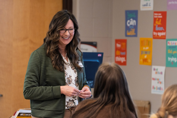 Papae Wymore, lecturer of education, teaching in the Foundations of Reading Test Prep class at Central. 