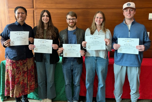 Five SUNY Oneonta students were inducted into the Beta Beta Beta biology honor society.