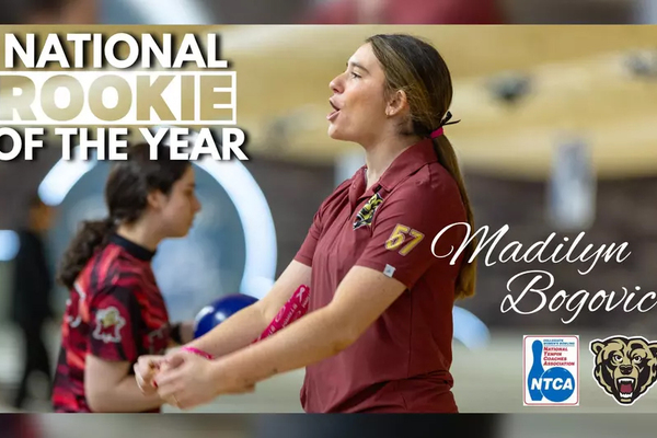 Representation of the achievement named 'Bogovic Named Top Division II Rookie; All-American'.