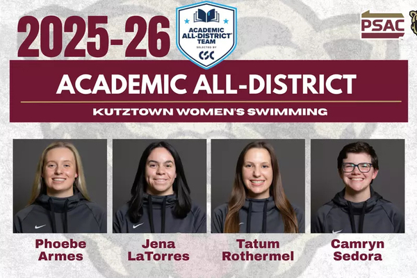 Representation of the achievement named 'KU Women's Swimming Nets Quartet on 2026 Academic All-District Team'.