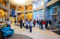 Students tour the Dr. David G. Carter Science Building.