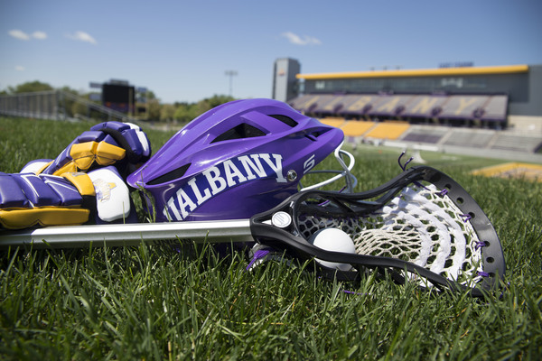 UAlbany Lacrosse gear at the university stadium.