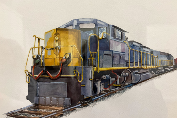 Watercolor of train