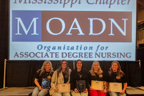 Northwest Nursing Faculty at the MOADN Conference in Tupelo L-R Lisa Rogers, Leslie Russell, Brittany Hill, Stacy Taylor, and Milissa Boyd. Photo by Courtney McMullen