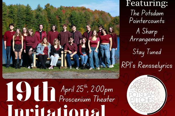 The poster for the Potsdam Pitches invitational at SUNY Potsdam can be seen here.