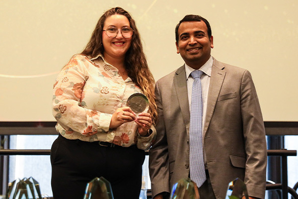 Representation of the achievement named 'Paige McCullough named Outstanding Student Academic Leader '.