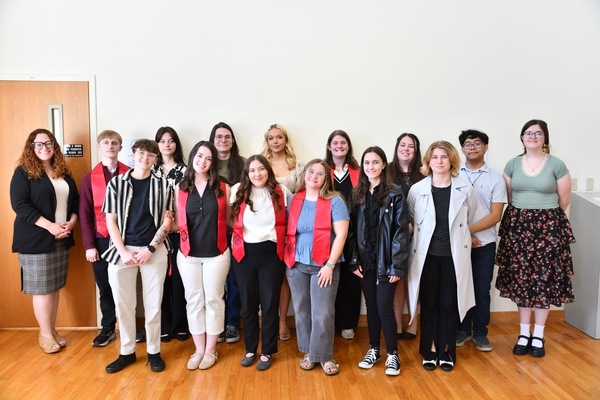 The contributors and editors of the 12th edition of Lindsey Wilson University's Alpha Kappa Phi Review, a journal of undergraduate research in the humanities. From left: associate professor of English Dr. Karolyn Steffens, Jesse LaGrange '26, Cadence Groce '27, Briana Frey '29, Megan Whitson '26, Christian Varga '28, Lilly Streeval '26, Madeline Hardwick '27, Chloe Taylor '26, Morgan Bryant '26, Alannah Bowman '27, Ada Gass '28, Leona Smith '28, Yesh Singayao '27 and McKenzie Melton '29. Not pictured: Shiane Lussier '26.