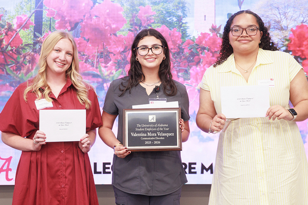 Representation of the achievement named 'Valentina Mora is UA Student Employee of the Year'.