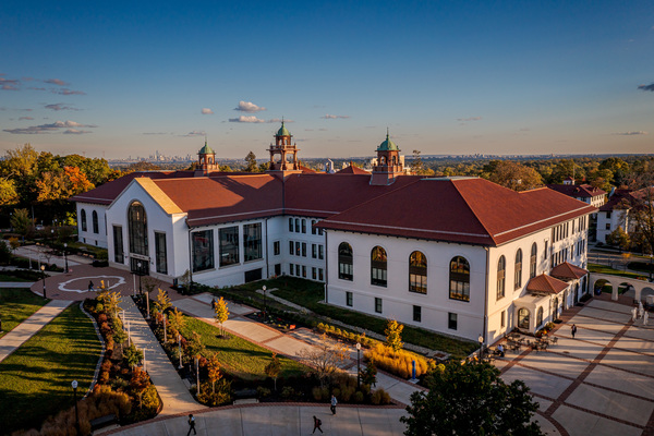 Aerial photo of Susan A. Cole Hall at Montclair State University