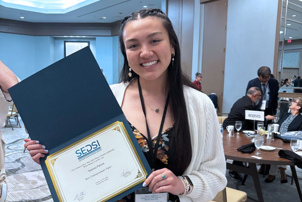 Representation of the achievement named 'Presbyterian College senior Vanessa Palisin turns lifelong love of hocky into data-driven research on NHL performance'.