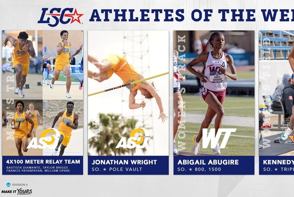 Graphic showing all the LSC Athletes of the Week for Week 5 of the outdoor season
