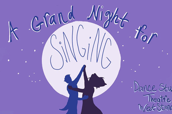 Poster of A Grant Night for Singing. Two figures dancing in front of a moonlight.