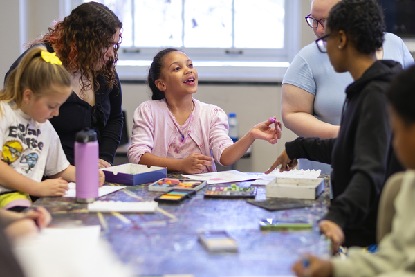 SUNY Potsdam art education students and faculty recently led a field trip for local schoolchildren (Photo credit: Melody Sample '26).