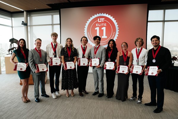 Representation of the achievement named 'Utah Tech Alumni Association honors (first name) (last name) with Elite 11 Award'.
