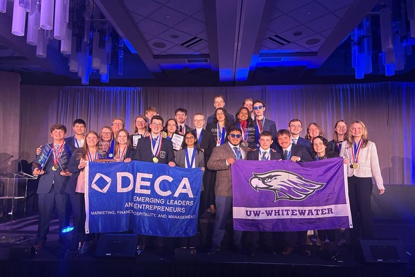 Representation of the achievement named 'UW-Whitewater DECA honored among nation's top 10 chapters'.