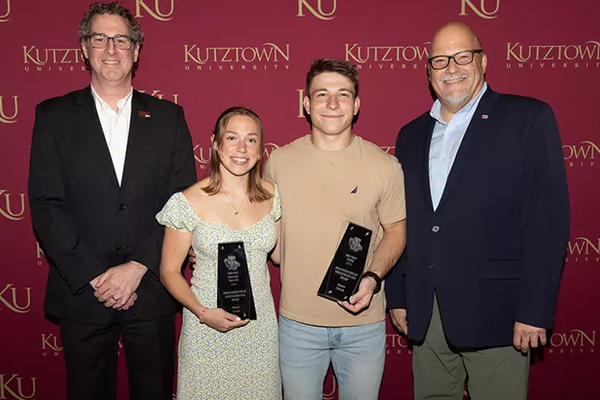 Representation of the achievement named 'Gimbor, Knerr Named KU Male and Female Senior Scholar Athletes of the Year for 2025-26'.