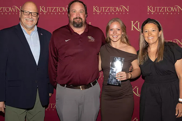 Representation of the achievement named 'Gonzalez, Schernecke Honored as Kutztown's Male and Female Senior Athletes of the Year for 2025-26'.