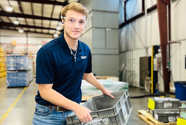 Courtesy of Hago Automotive    Former Northeast Mississippi Community College logistics management student Jaxson Laster of Iuka at his job with Hago Automotive