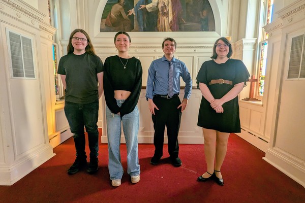 Jackson Garton, Jade Trader, Matthew Fialkowski, and Hannah Loveless standing in row