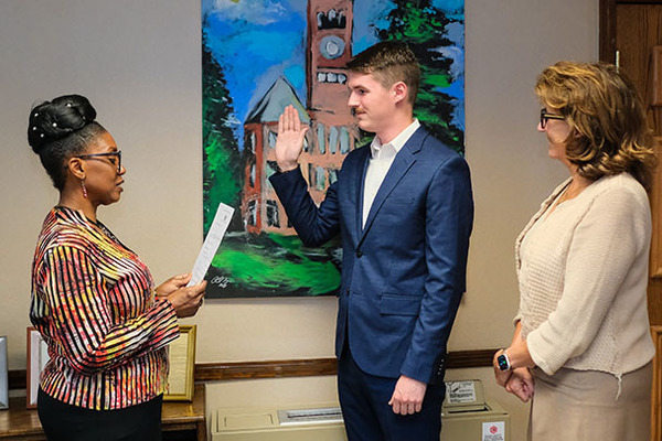 Representation of the achievement named 'Alex Momyer's appointment as student trustee is built upon connection and empowerment'.