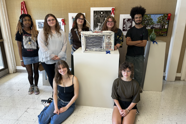 Northwest award winning artists (back row, left to right) Mi'Niyah Bell from Greenville, Cera Davis from Coldwater, Norah Brown from Nesbit, Rose Honeycutt from Senatobia, Sam Henderson from Vaiden, (front row, left to right) Haven Barker from Olive Branch, and Cortnee Pinion from Sarah. Photo by Lucia Nelson
