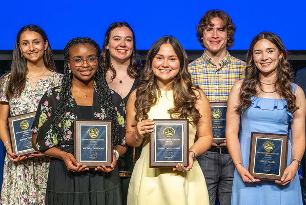 Group photo of Angelo State's 2026 Presidential Award and Distinguished Student Awards winners with ASU Provost Don Topliff.