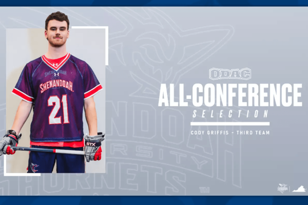 All-conference men's lacrosse graphic featuring a photo of Cody Griffis